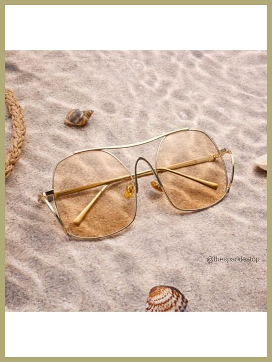 Oversized Metal Aviator Sunglasses UV400 Retro Punk Square Frame main image 5